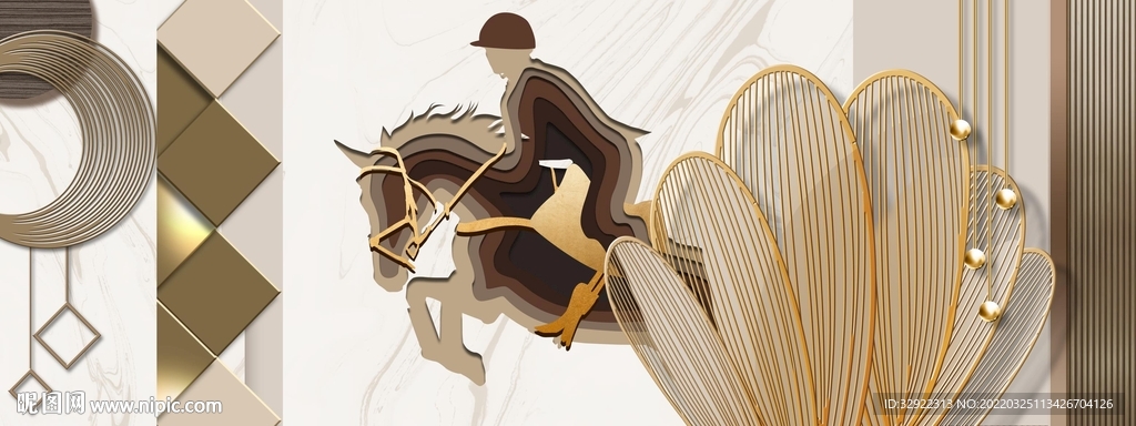 骏马几何装饰画