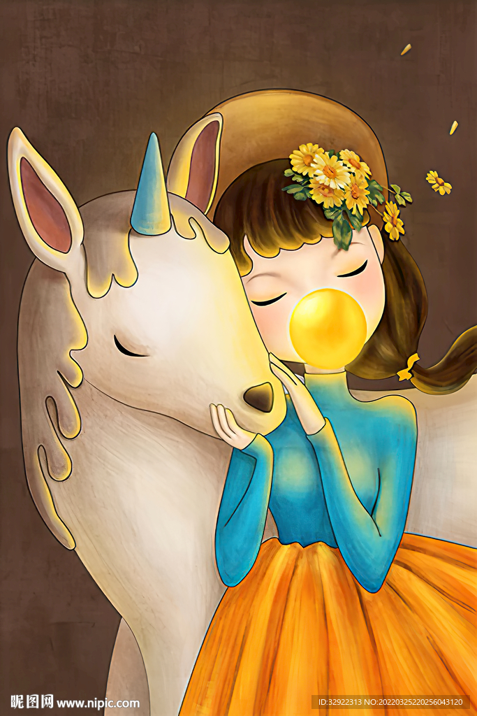 少女娃娃卡通装饰画