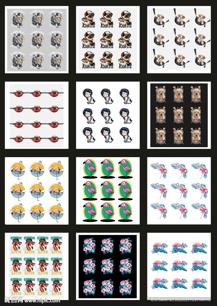 卡通小狗卡通火烈鸟