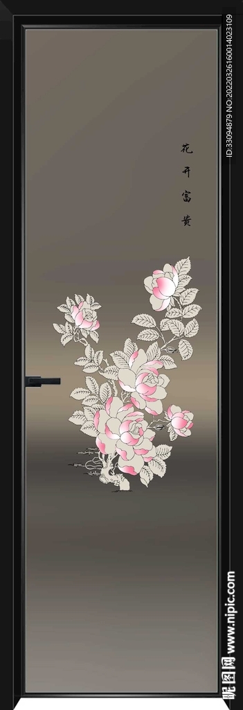 高清分层透明底彩釉玻璃门打印图