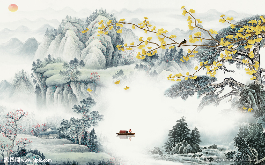 最新电视背景山水 TIF分层