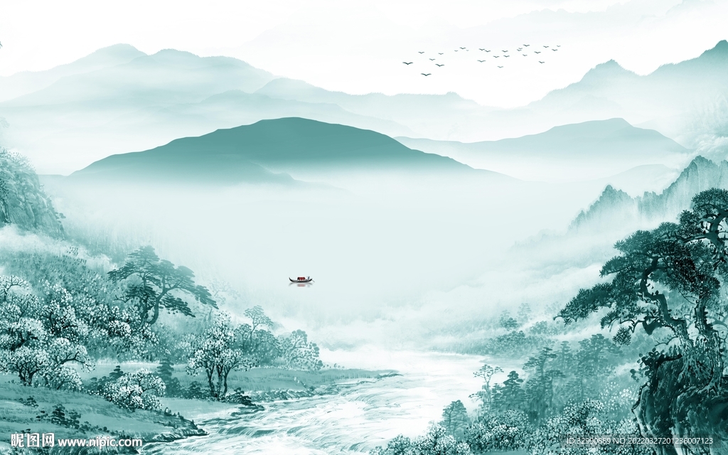 高端别墅电视山水 TIF分层