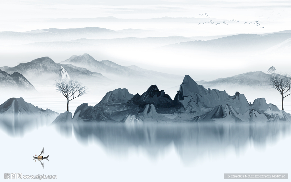 意境别墅电视山水 TIF分层