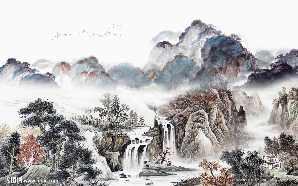 大气别墅电视山水 TIF分层