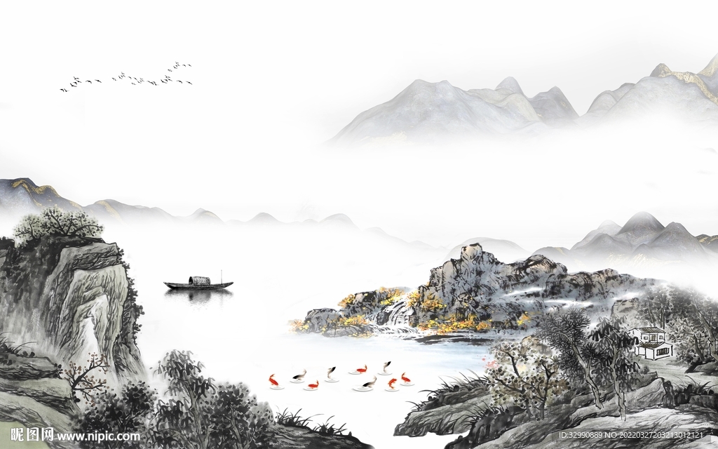 现代 别墅电视山水 TIF分层