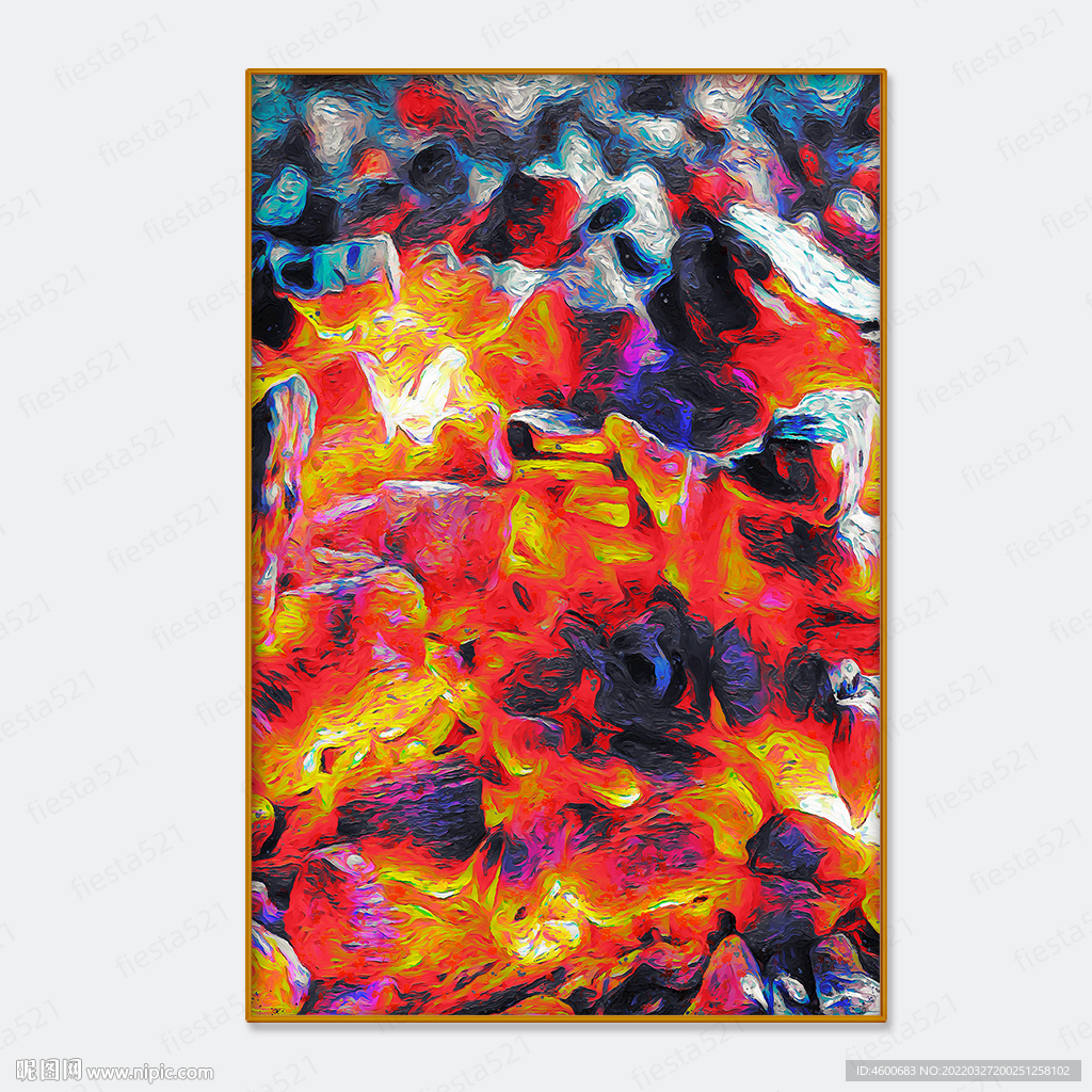 木炭燃烧火焰油画装饰画