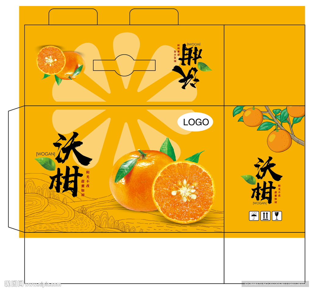 手提沃柑包装平面展开图