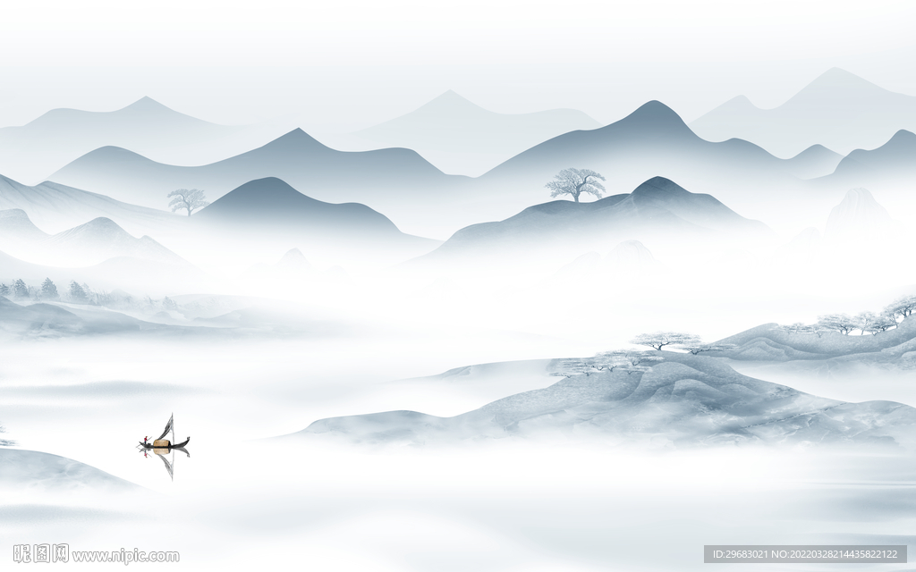 新款客厅电视山水 TIF分层