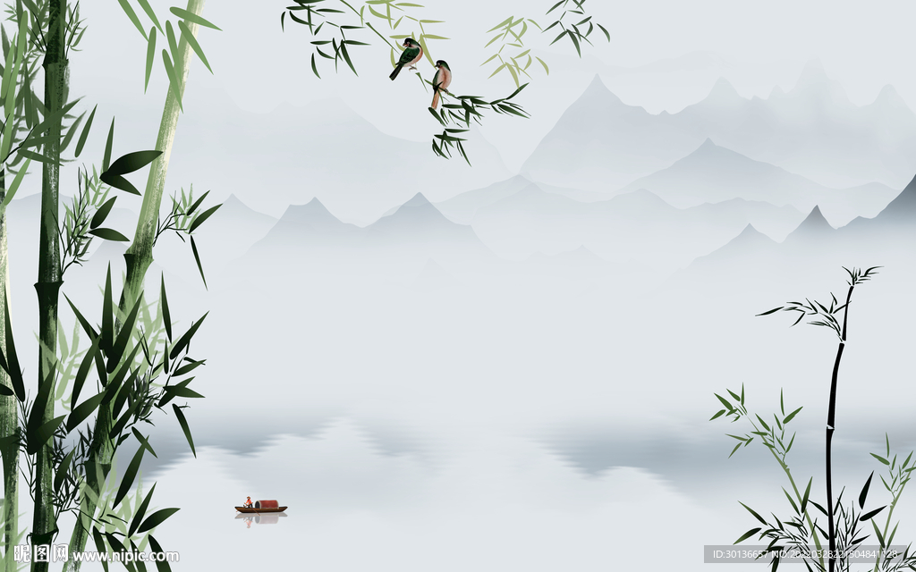 竹子新款人气山水 tif分层