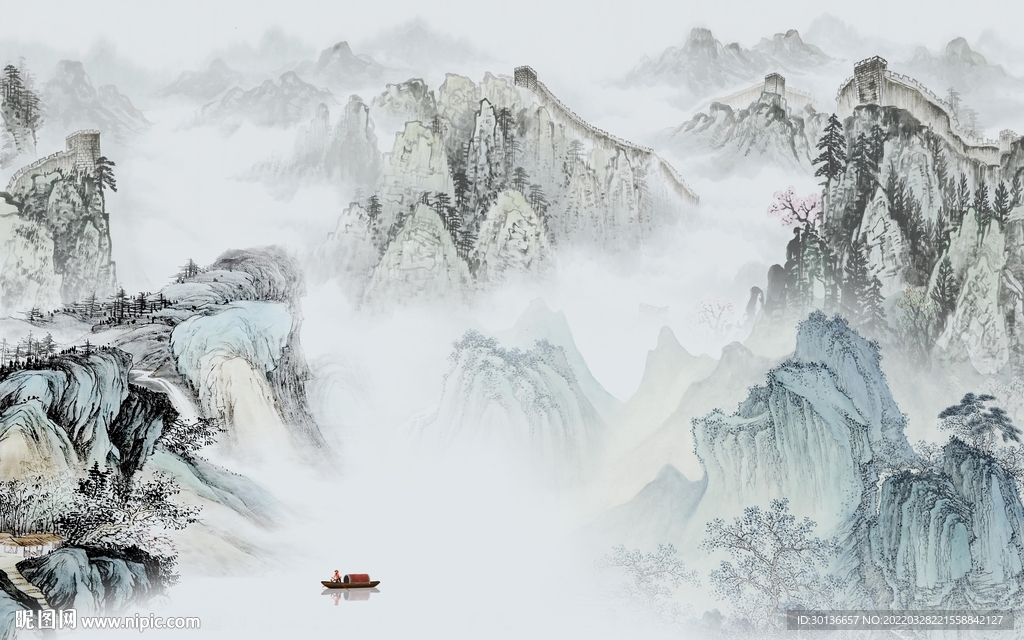 现代新款人气山水 tif分层