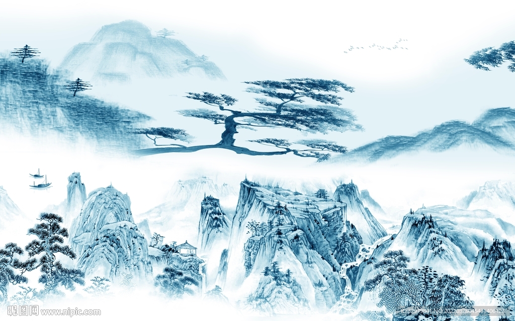 最新电视别墅山水 TIF分层