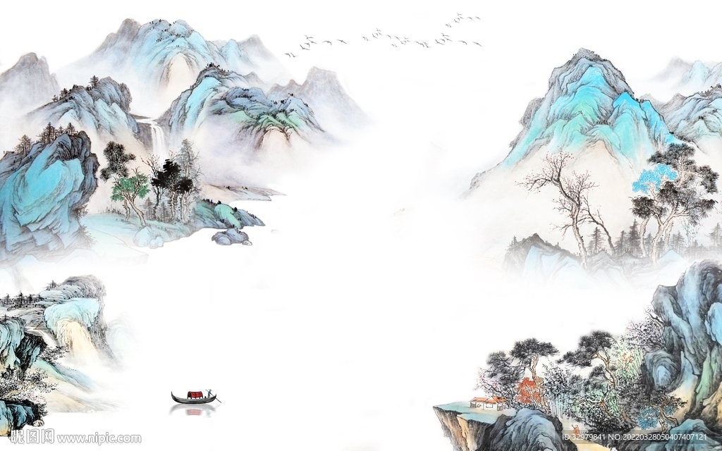 大气 电视别墅山水 TIF分层