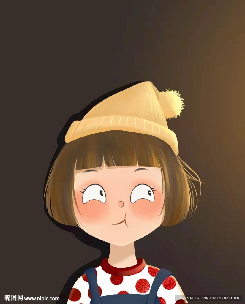 原创卡通可爱搞怪表情女孩插画