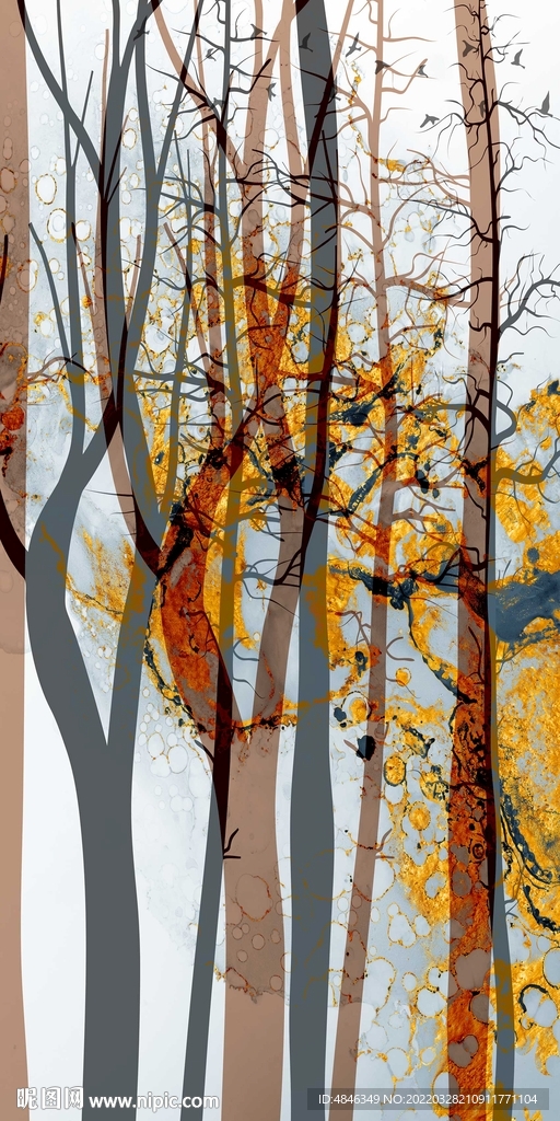 抽象树林无框画装饰画