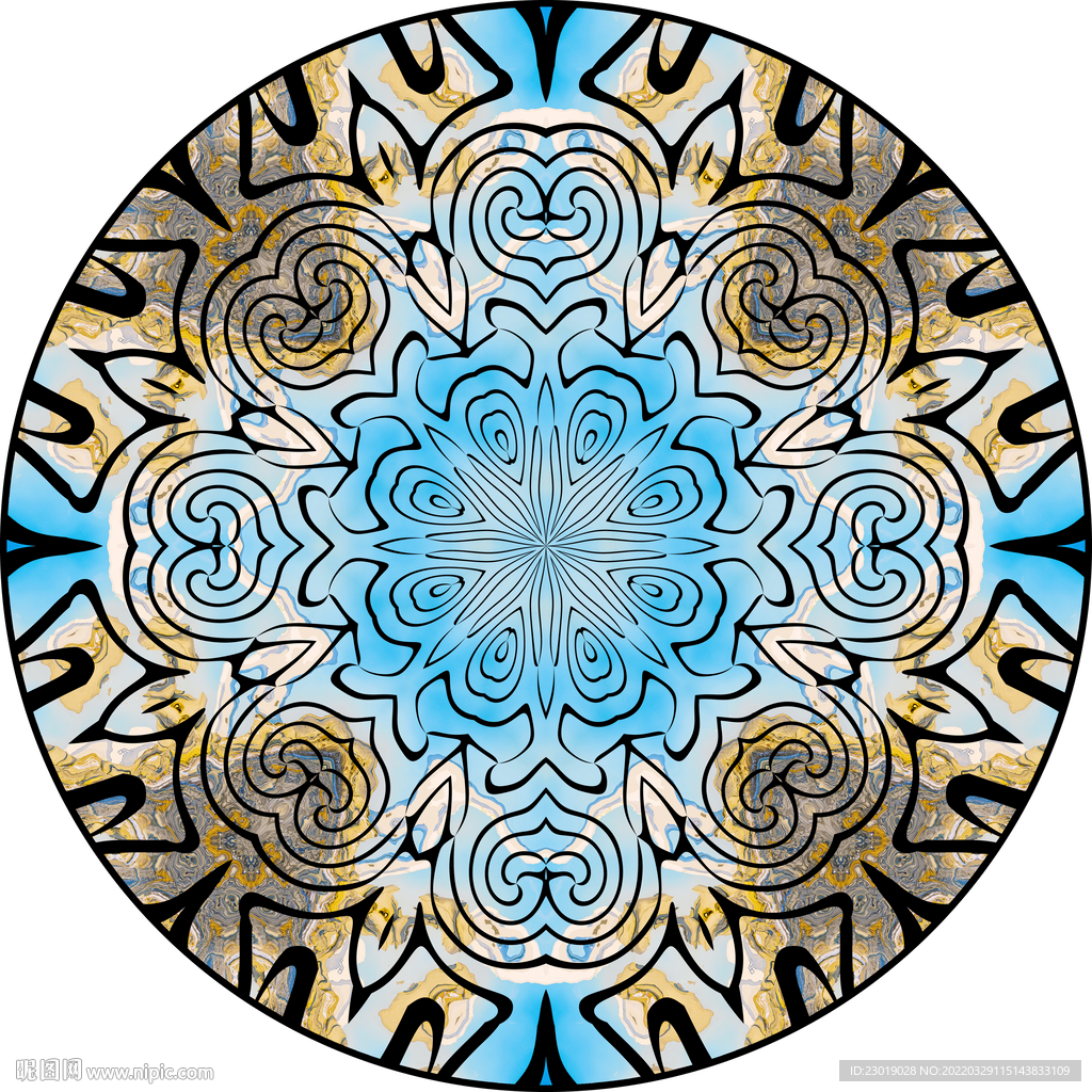 欧式华丽圆形吊顶壁画天顶画