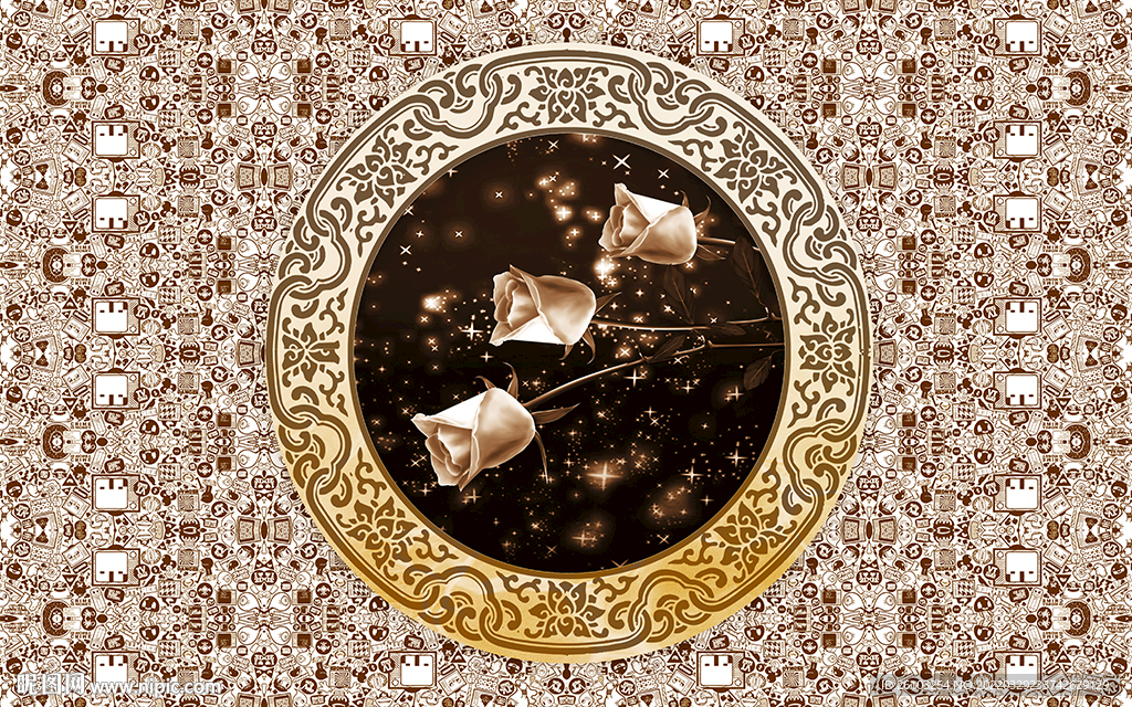 简约玫瑰文化墙电视背景墙