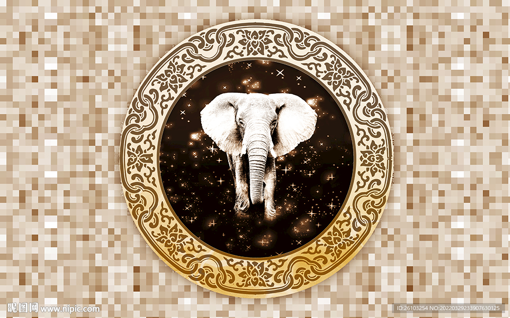 简约大象文化墙电视背景墙