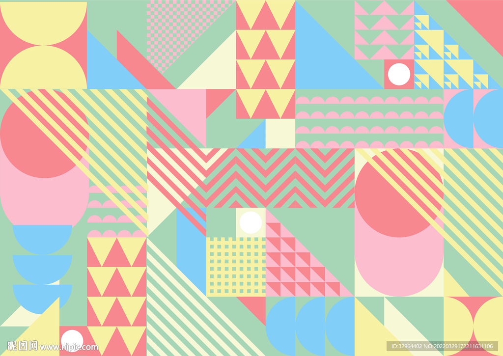 时尚抽象撞色几何图案