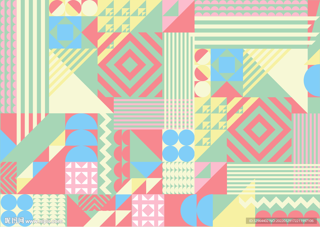 时尚抽象撞色几何图案