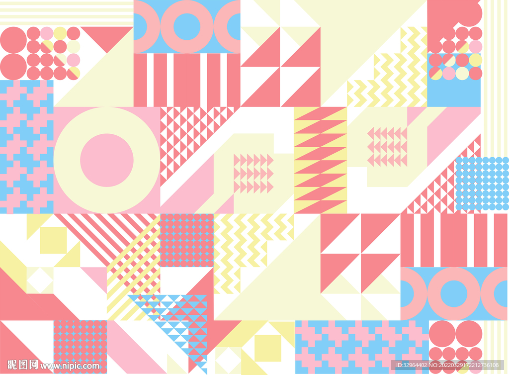 时尚抽象撞色几何图案