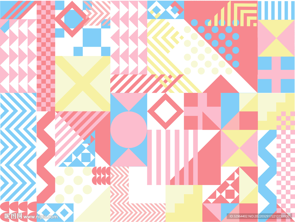 时尚抽象撞色几何图案 