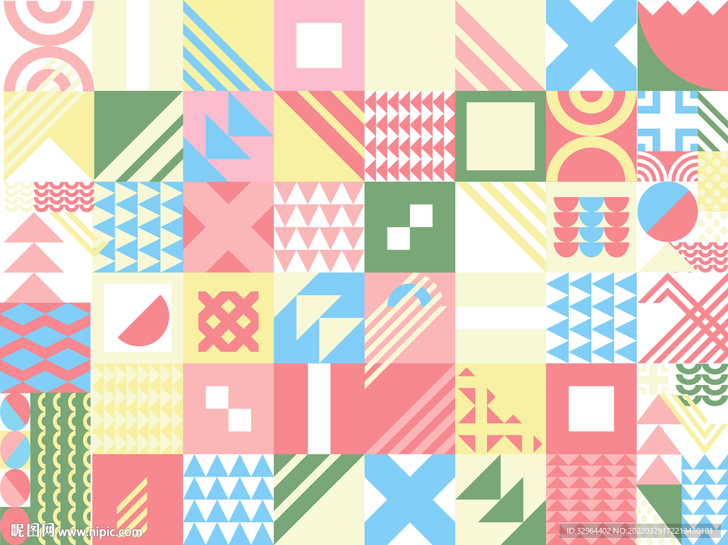 时尚抽象撞色几何图案 