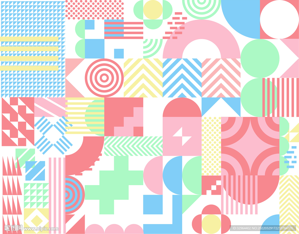 时尚抽象撞色几何图案