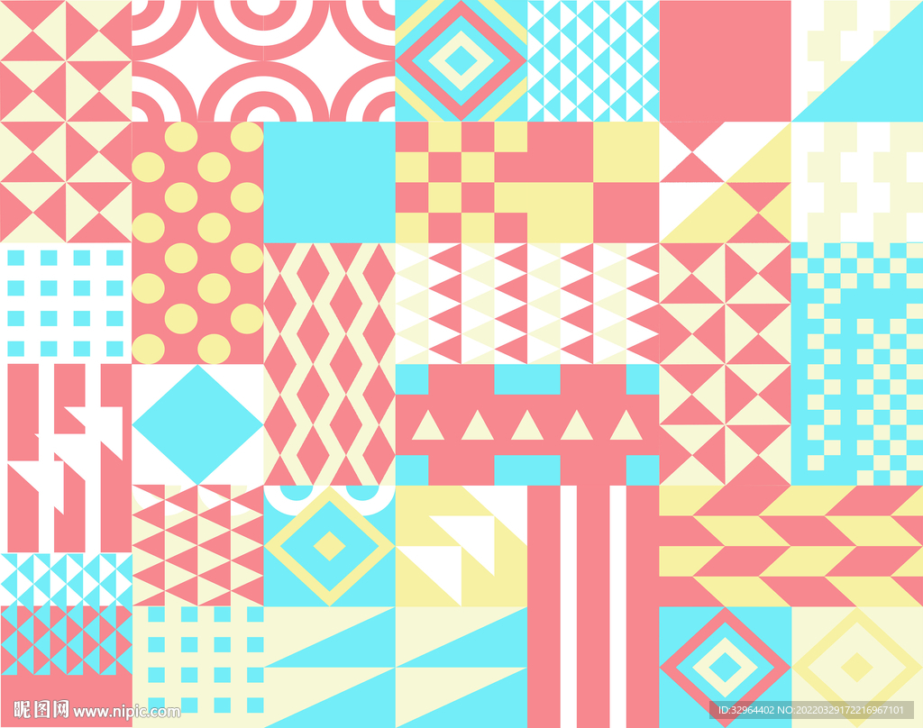 时尚抽象撞色几何图案