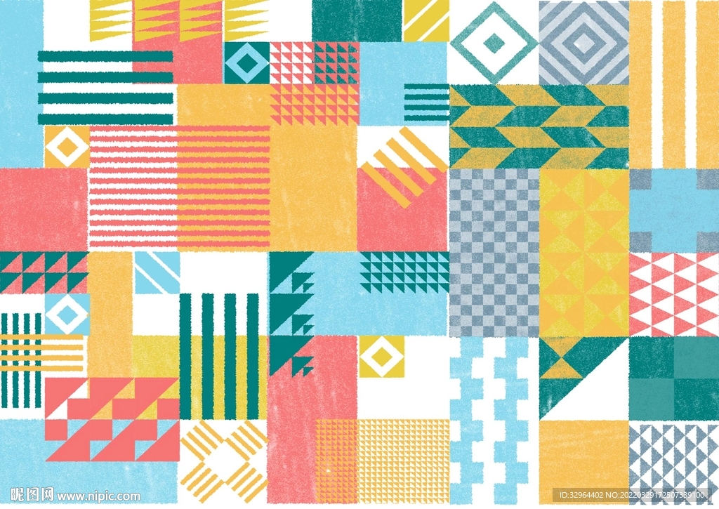 时尚抽象撞色几何图案