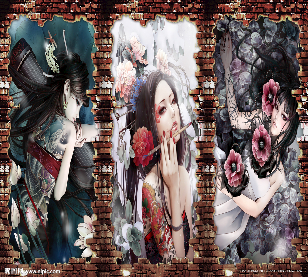 纹身 刺青 背景墙 壁画 壁纸