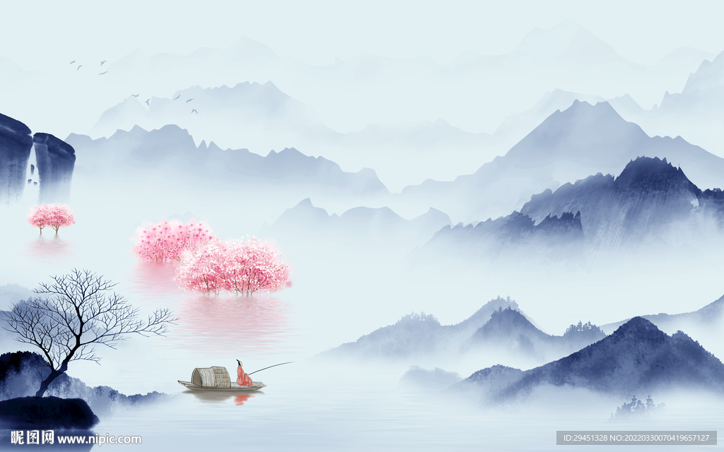 大气 别墅背景山水 tif分层