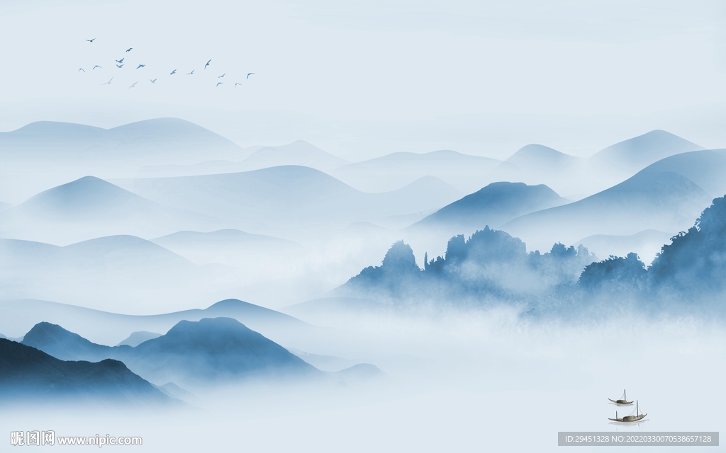 新款别墅背景山水 tif分层