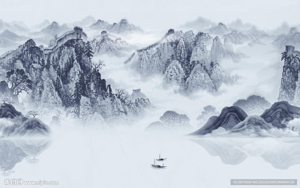 蓝色客厅新品山水 TIF分层