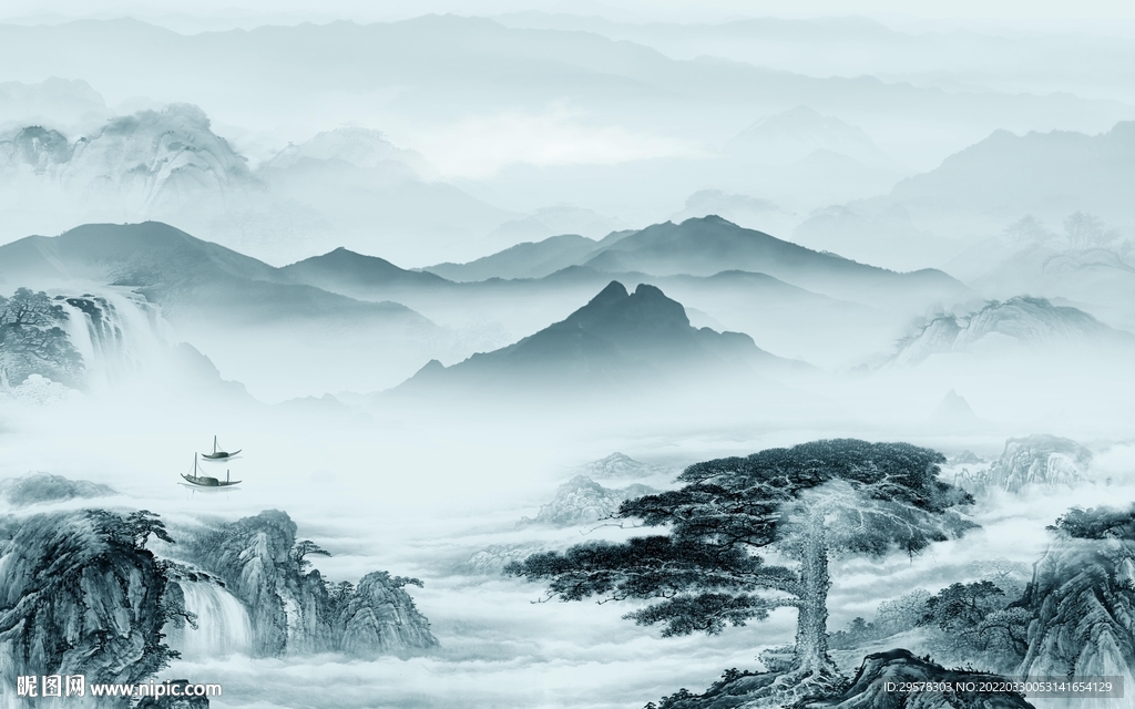 中国风客厅新品山水 TIF分层