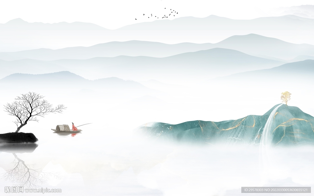 高清 客厅新品山水 TIF分层