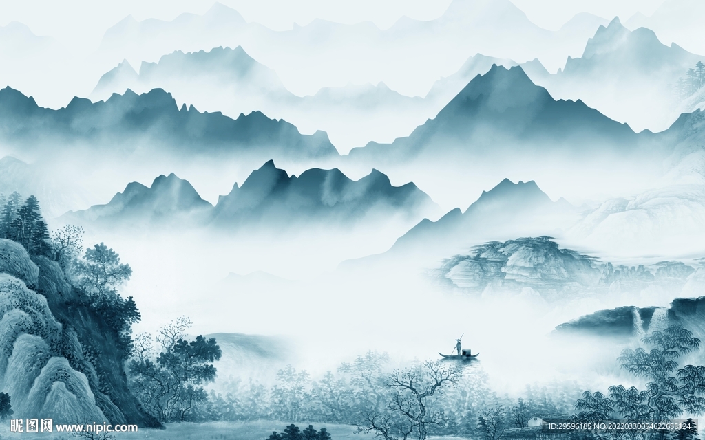 大气中式简约山水 TIF分层