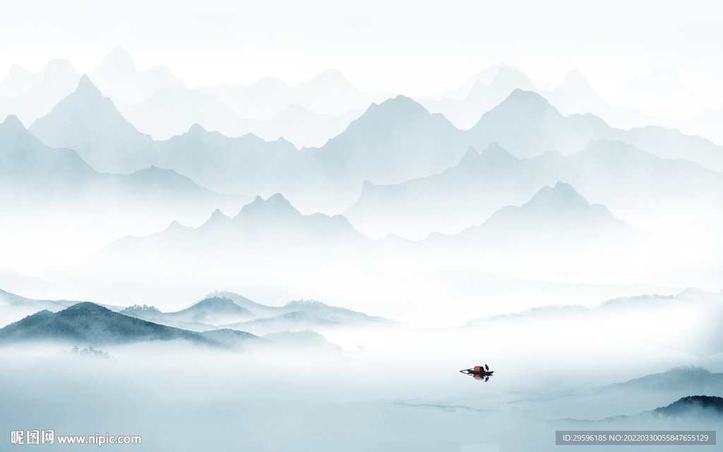 中国风中式简约山水 TIF分层