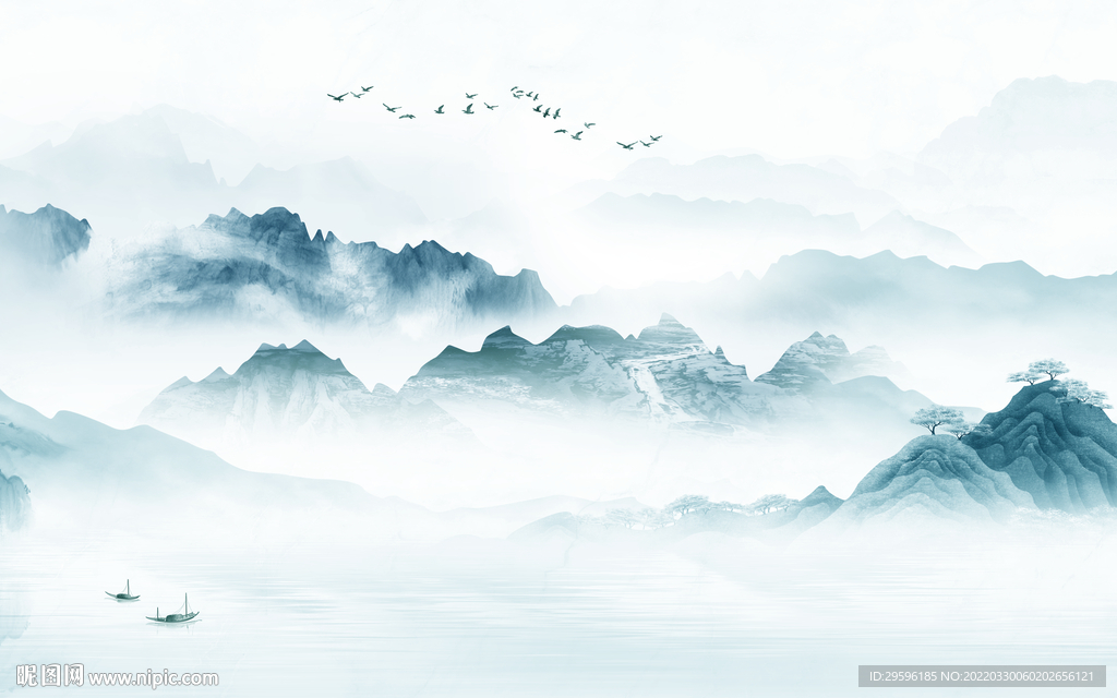 新款中式简约山水 TIF分层