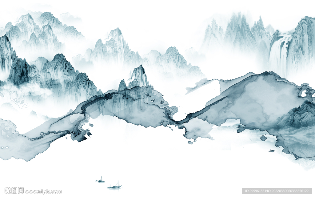 高档 中式简约山水 TIF分层