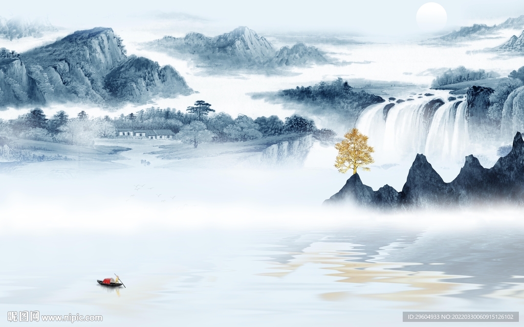 高端客厅大气山水 TIF分层