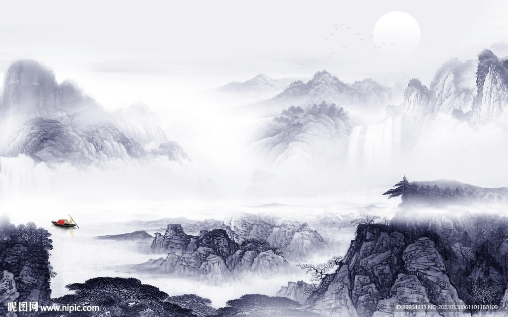 中国风客厅大气山水 TIF分层