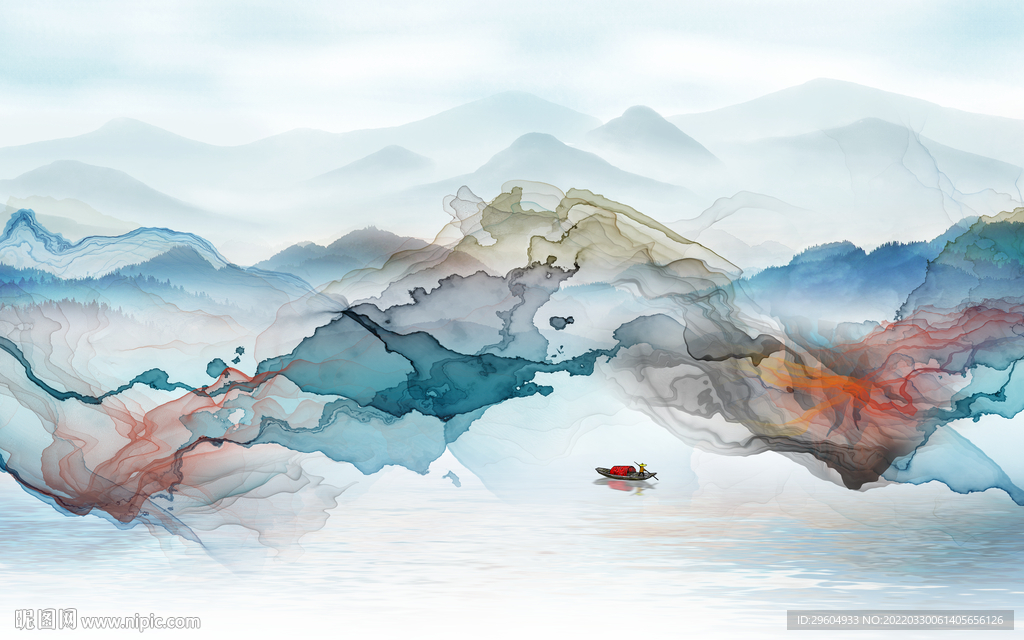 现代客厅大气山水 TIF分层