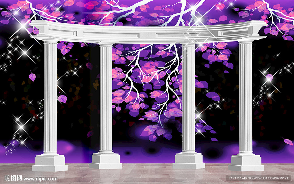 梦幻树叶星空电视背景墙