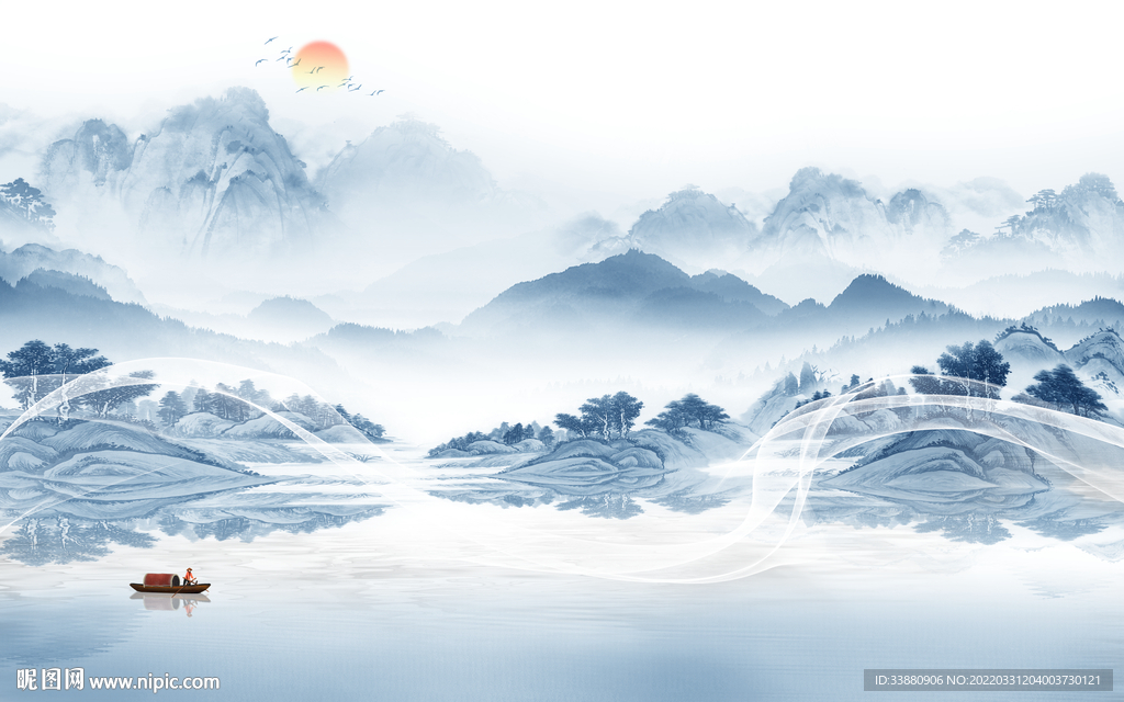 人气 高档背景山水 tif分层