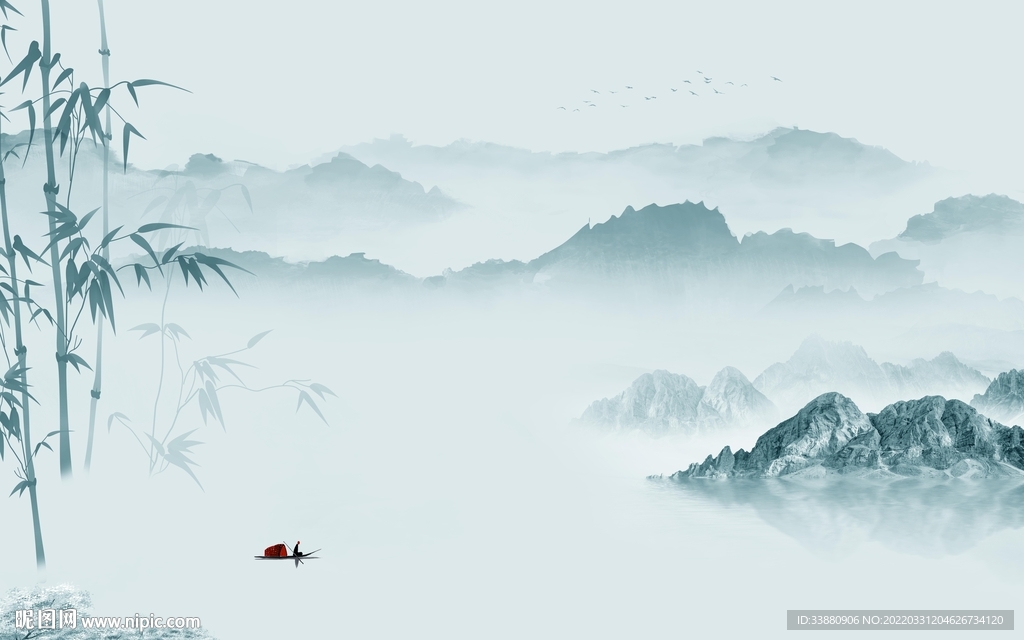 大气高档背景山水 tif分层