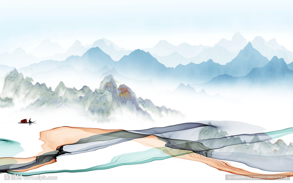 中国风高档背景山水 tif分层