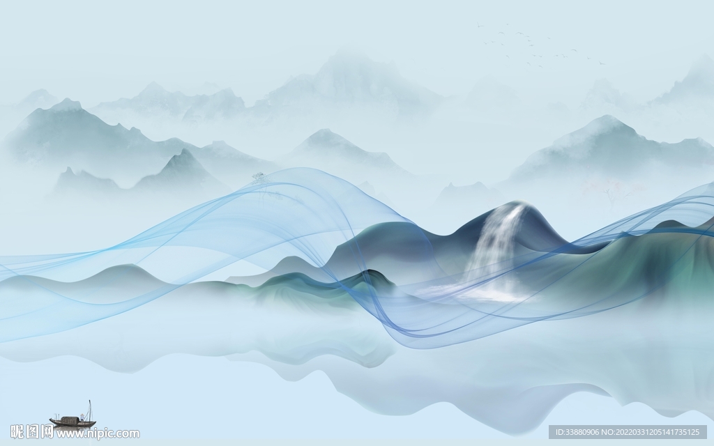 高端 高档背景山水 tif分层