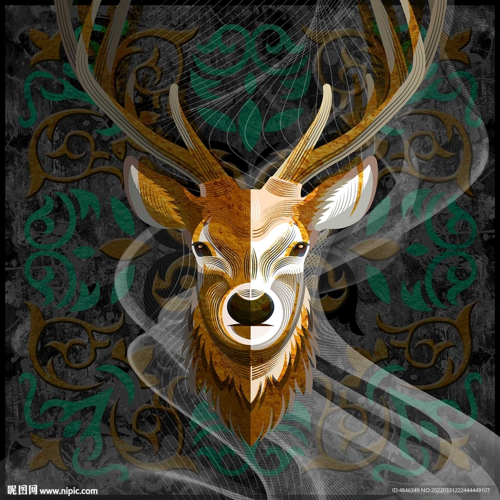 简约鹿头无框画装饰画