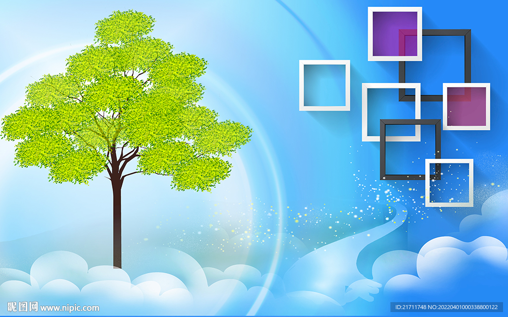 儿童卡通大树电视背景墙