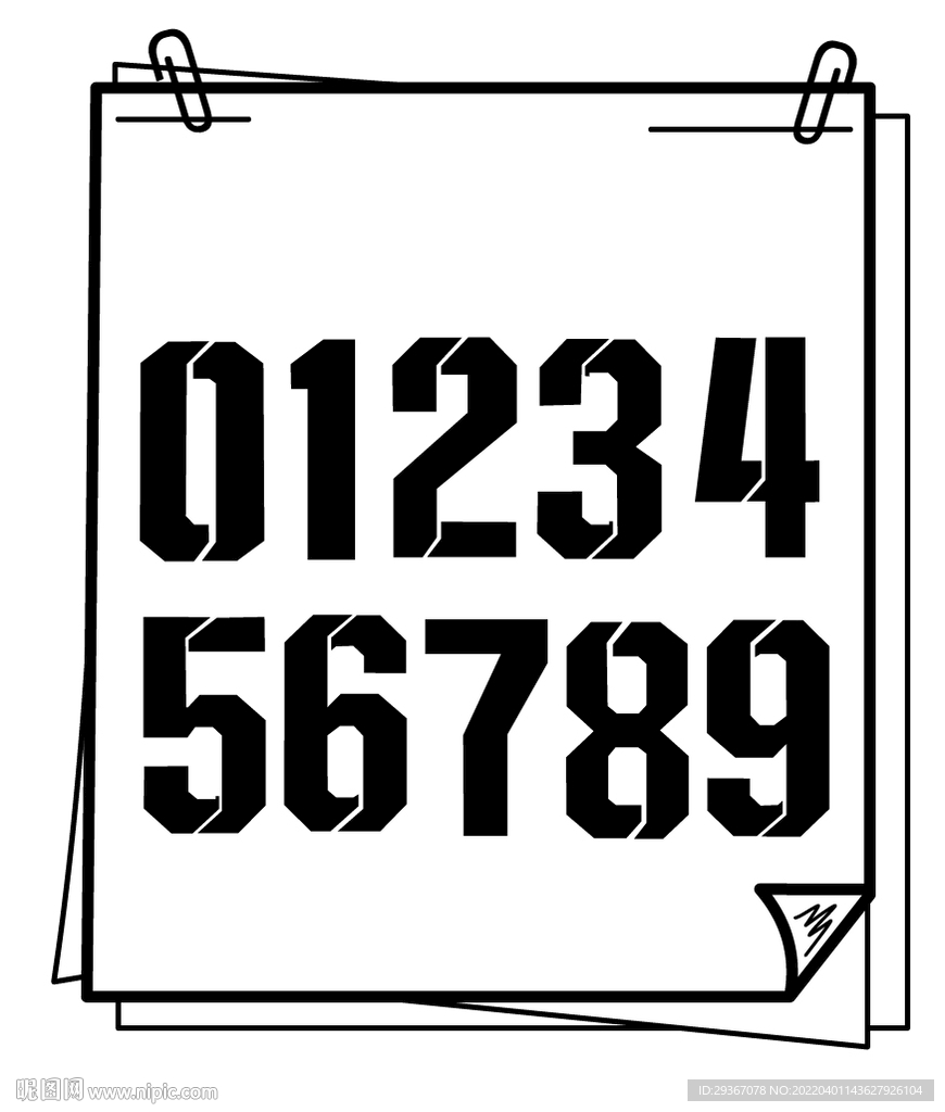 足球队服印号矢量数字号码复古